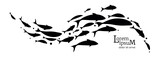 Fototapeta Sypialnia - Black flock of swimming fish. Vector illustration