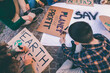 © Carlo Prearo - young people prepare demonstration placards in preparation for climate change protest march