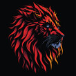 A lion's head in fiery colors. Portrait