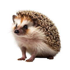 Wall Mural - a curious hedgehog isolated on transparent png background cutout, generative ai