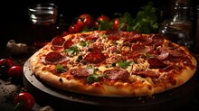 Traditional Italian Pizza. Delicious Taste Pepperoni Pizza. Generative AI