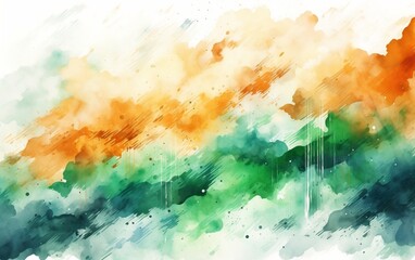 vibrant india watercolor paint independence day poster concept. generative ai