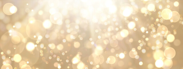 festive abstract christmas bokeh light background - golden bokeh lights shine , beige - new year, an
