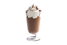 Chocolate Frappe On Top Whipped Cream Isolated On Transparent Background. Generative Ai