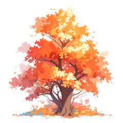 Autumn tree vector illustration isolated on white background