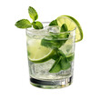 A glass of mojito isolated on transparent png background cutout, generative Ai