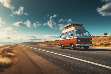 camper van on the road