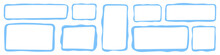 Rectangle Blue Borderline. Square Shape Outline On Hand Drawing Style.Flat Vector Isolated Illustration