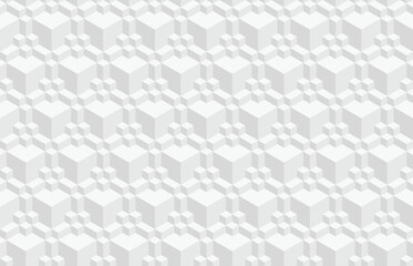 Wall Mural - Abstract black and white 3d geometric seamless pattern. Isometric hexagonal cubes optical illusion modern background in neutral grey color.