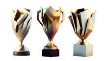 First Place Gold Trophy Cup Isolated On Free PNG Background. 3d Rendering. Collection Of Futuristic Cups. Generative Ai.