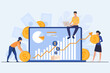 © SurfupVector - Investors carrying coins to computer vector illustration. Businessmen investing money online, planning growth and retirement, managing budget on screen. Wealth, stock market, investment concept