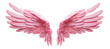 Beautiful realistic symmetrical angel wings. Pastel Pink wings with detailed feathers. Generative AI png with transparent background, clipart.