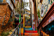colorful stairs in valparaiso in chile