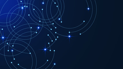 Connecting dots and line circles for network connection, social networking, big data visualization and communication technology background.