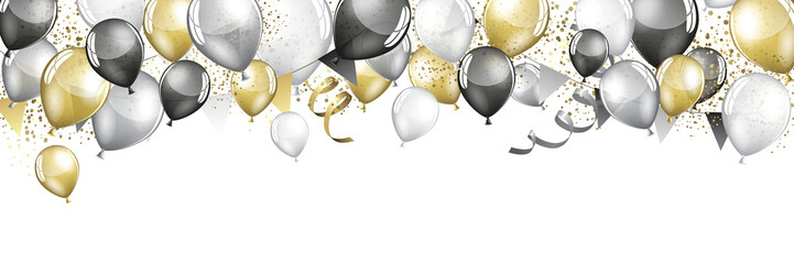 Wall Mural - Color balloons and party pennants - Festive celebration design