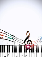 Wall Mural - Music Notes and Piano