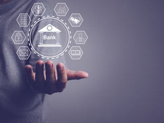 Wall Mural - online banking and digital marketing payments secure customer network connection to pay online finan