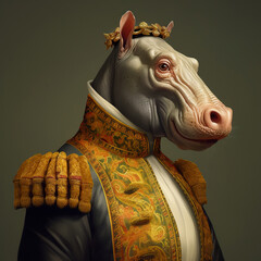 Wall Mural - hippopotamus royal clothes