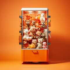 Wall Mural - Claw machine with stuffed animals. Generative AI.