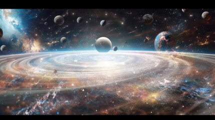 Wall Mural - planet in space created with generative ai technology