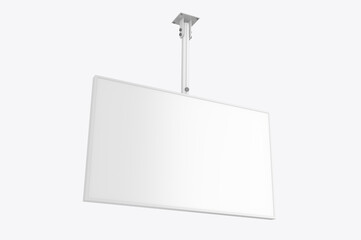 Outdoor digital ceiling mounted display screen blank template, 3d render illustration.