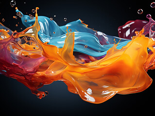 Canvas Print - Color splashes from the sides and merged into one, black background