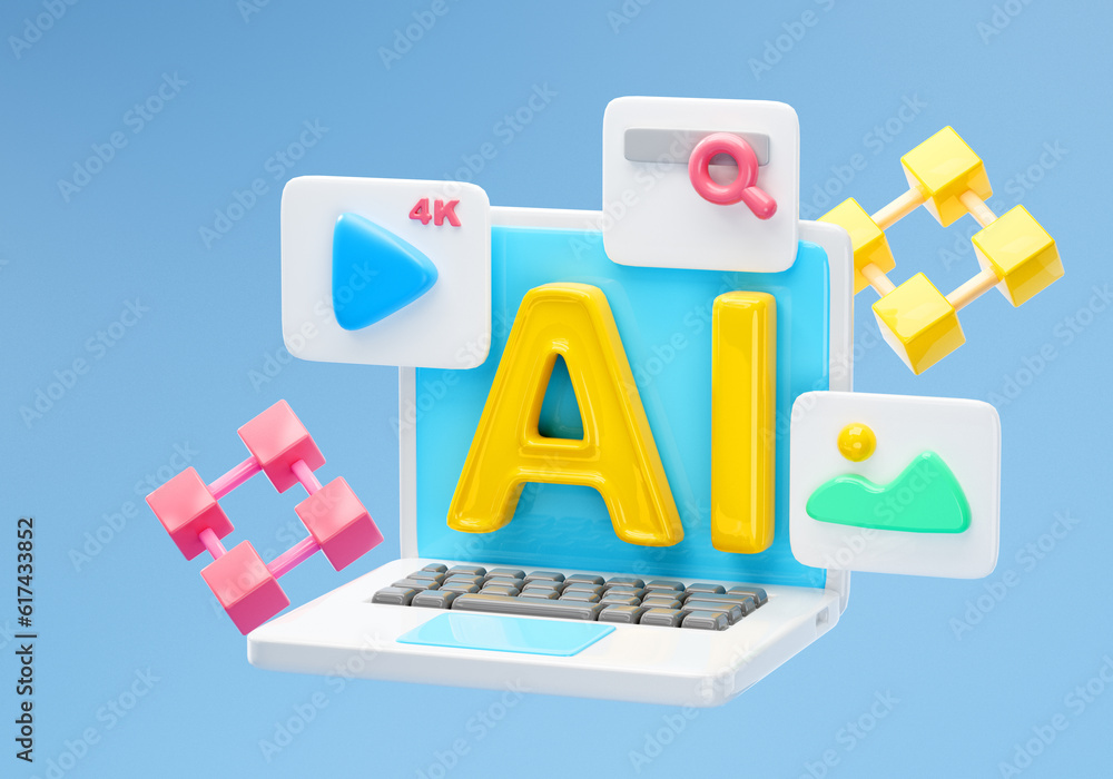 3d Artificial intelligence training concept. using AI for generated ...