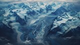 Fototapeta Tęcza - Landscape of mountains with glaciers. Aero view. Generative ai image.