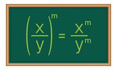 Wall Mural - Quotient property of exponents. Quotient of powers in mathematics. Mathematics resources for teachers and students.