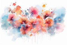 Colorful Watercolor Bouquet Of Flower Painting Isolated On White Backgrounds. Illustration. For Wedding Stationary, Greetings, Textile, Wallpapers, . Illustration. Generative AI.
