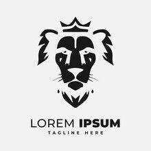 Royal King Lion Crown Logo Vector. Lion Animal Logo. Premium Luxury Brand Identity Logo Illustration.