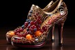 Culinary Couture: Heels made of edible ingredients, gastronomic fashion fusion, isolated on mouthwatering background illustration generative ai