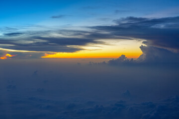 Wall Mural - aerial view of cloud in twilight after sunset