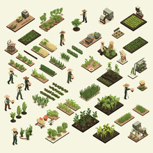 Isometric Agriculture Collection LU Set Isometric Isolated Illustration