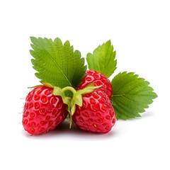 Sticker - Wild strawberry with leaves. Generated AI