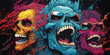 Retro Comic Book Skull: Colorful Glasses Edition