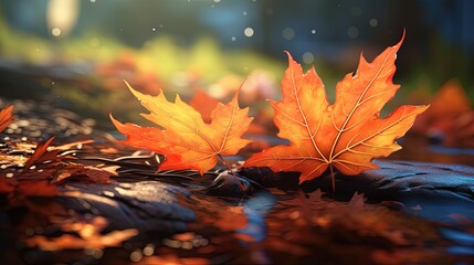 Close-up background of autumn leaves, generated by AI