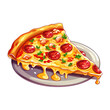 Delicious Italian Pizza Clipart. Cartoon Illustration. Generative AI