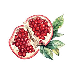 Wall Mural - Pomegranate watercolor on white background. Isolated vector element. Sweet food.