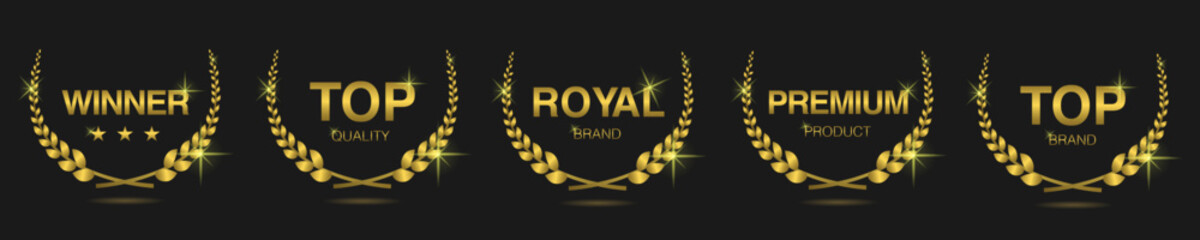 Wall Mural - hot sale golden laurel wreath label set