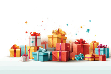 Material Gift Boxes package and christmas gift boxes background banner vector art illustration.