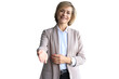 © ty - Business woman with an open hand ready for handshake on a transparent background