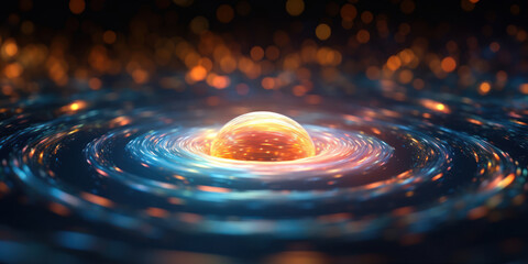 Canvas Print - luminous swirling. Elegant glowing circle.  Sparking particle. Space tunnel. Glossy jellyfish. Colorful ellipse. Glint sphere