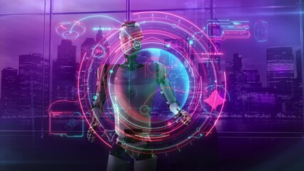 Wall Mural - artificial intelligence processes data from an alien civilization. 3d render