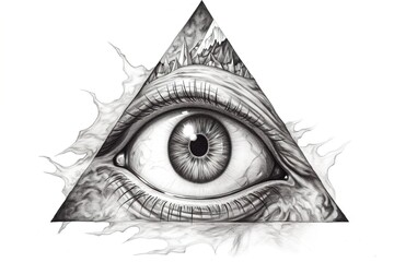 Wall Mural - all seeing eye isolated on white background. Generated by AI.