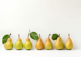 Wall Mural - collection of pears on white background, AI generative