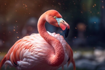 Canvas Print - flamingo in nature close-up. AI generated.