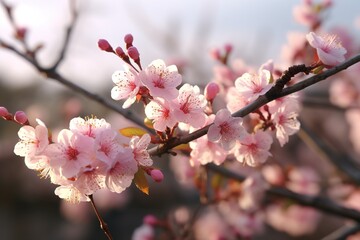 Canvas Print - spring blooming apple tree flowers on a branch .generated by Ai