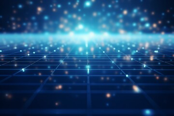 Wall Mural - abstract technology background with a cyber network grid and connected particles. artificial neurons
