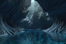A Surreal Illustration Of A Distorted Or Manipulated Natural Feature, Such As A Waterfall Or Cave, Generative AI